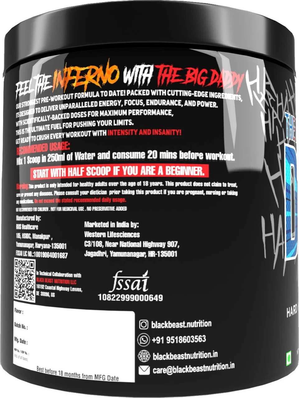 BlackBeast The Big Daddy Inferno Pre-Workout 300g | 50 Servings - Image 2