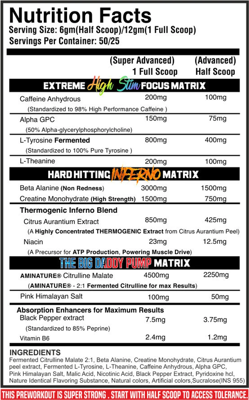 BlackBeast The Big Daddy Inferno Pre-Workout 300g | 50 Servings - Image 3